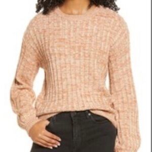 Blank NYC Sweater Top Heather Ribbed Crewneck Sweater - XS
